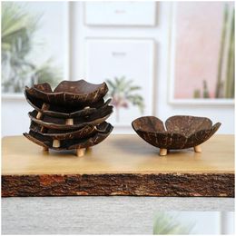 Soap Dishes Creative Retro Coconut Holder Natural Wooden Tray Storage Rack Plate Box Container For Bathroom Lx3144 Drop Delivery Home Dhzev