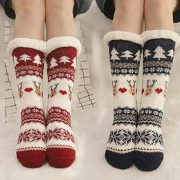 Women Socks Winter Sock Slippers Sleeping Non-slip Plush Christmas Floor Warm Cotton Carpet