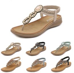 2024 Bohemian Sandals Women Slippers Wedge Gladiator Sandal GAI Womens Elastic Beach Shoes String Bead Color5755