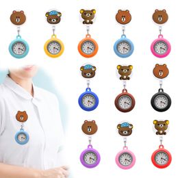Wristwatches Brown Bear Clip Pocket Watches On Nursing Watch Brooch Fob For Medical Workers Nurse Pin-On Drop Delivery Otirx
