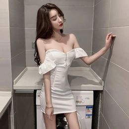 Spring/Summer Korean Fashion Elegant Diagonal Neck Short Ultra Thin Coat White Sexy Night Womens Nightclub 240430
