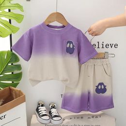 Clothing Sets Kids Summer 2024 Korean Fashion Loose Cartoon Printed Short Sleeve T-shirts Tops And Shorts Baby Boys Boutique