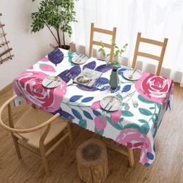Table Cloth Watercolour Rose Floral Tablecloth 54x72in Waterproof Decorative Border Festive Decor