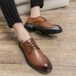 Dress Shoes Retro Italian Genuine Leather Men's Oxford Classic Breathable Gentlemen's First Layer Cowhide Business Formal Wear