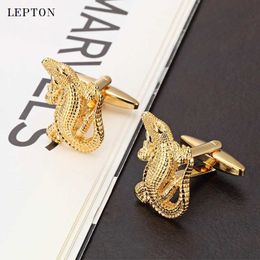 Cuff Links Lepton Crocodile Mens Cufflinks in Gold Black and Silver Colors Fashionable and Novel Animal Cufflinks 3D Copper Crocodile Cufflinks