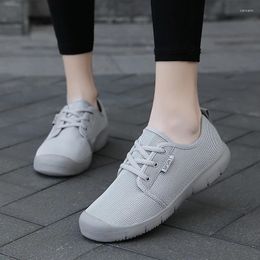 Casual Shoes Gray Flat Sports For Women Summer Autumn Slip-on Lightweight Breathable Comfortable Mesh Sneakers Zapatos