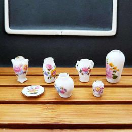 7pcs/set Dollhouse Mini Ceramic Vase Doll House Miniatures 1:12 Accessories Decorative Miniature