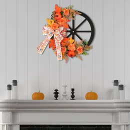 Decorative Flowers Front Door Wreath Artificial Wreaths Hanging Garland Pumpkin Fall For Window Festivals Farmhouse Party Office