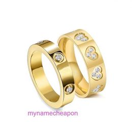 Ring Cartrros designer Never fade diamond Jewelry new heart-shaped ring stainless steel couple plain non fading men and womens