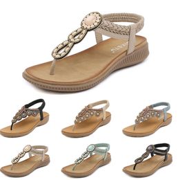2024 Bohemian Sandals Women Slippers Wedge Gladiator Sandal Womens Elastic Beach Shoes String Bead Color32 GAI-897556