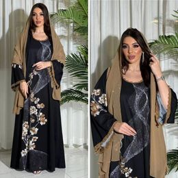 Ethnic Clothing Dubai Turkey Kaftan Women Muslim Floral Print Long Dress Eid Djellaba Marocain Caftan Islamic Jalabiya Ramadan Abaya Arabic