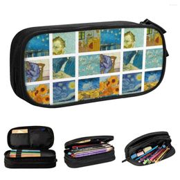 Van Gogh Paint Sunflowers Pencil Case Portrait Art Pouch Pen Holder Student Big Capacity Bags School Supplies Stationery