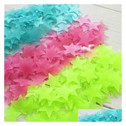 Wall Stickers Kids Bedroom Fluorescent Glow In The Dark Stars Luminous Sticker Colour 100Pcs/Pack Wholesale Price Drop Delivery Home Ga Dhynk