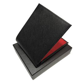 BOBAO Leather wallet Mens card holder Thin 8-slot cash clip German craftsmanship red inner layer Folding coin box 204k