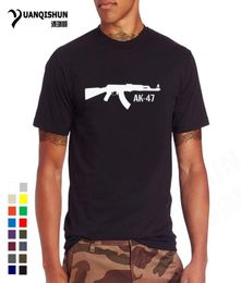 YUANQISHUN Summer Fashion Brand Tshirts 100 Cotton Casual Tshirt AK 47 Kalashnikov Printed High Quality Men T shirt AK47 Gun Sh2120620