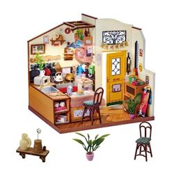 Robotime Rolife DIY Dollhouse Homey Kitchen Miniature Doll House Wooden Kit Toy 3D Wooden Plastic Puzzle for Kids 240516