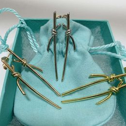 Designer Tiffanyjewelry Earring S925 Sterling Silver Gu Ailing Same Earrings Rose Gold Knot Cross Earrings Knot Design Diamond Earrings