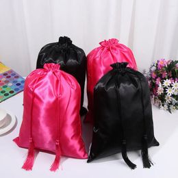 Storage Bags 1 Pcs Silk Satin Wig With Drawstring Tassels For Home/Salon Use Packaging Hair Pouches Large Carrying