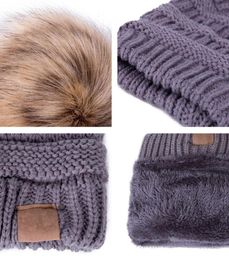 Winter Women Knitted Thick Beanies Letter Pom Pom fur ball Hat Warm Wool unisex Crochet Skull Beanie Female ski fleeced Caps LJJA31398954