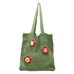 Evening Bags Women Handbags Totes For Leisure Travel Work Hollow Mesh Shopping Bag Birthday Gift Knit With Three-dimensional Flower Decor