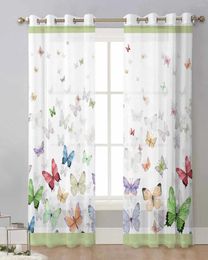 Curtain Butterfly Watercolour Animal Gradient Modern Tulle Curtains Voile Drapes Sheer Window Bedroom Accessories