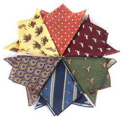 Bandanas Durag Animal print pocket square mens floral print set Kerchief mens soft square handkerchief J240516