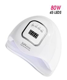 SUN X5 MAX 80W Nail Dryer For Drying All Gel Polish UV LED Nail Lamp With LCD Display 45 PCS LEDs Ice Lamp6984736