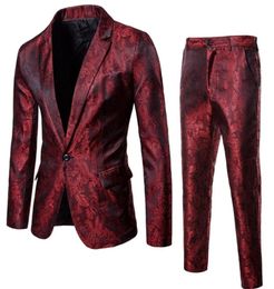Jackets Pants Men Business Casual Slim Suit Sets Fashion printed Tuxedo Wedding formal dress Blazer stage performances Suit 2207145027376