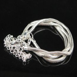 free shipping classic DIY 925 silver plating Snake chain Bracelets fit Europen Charms beads Lobster clasp bracelet 50pcs 281t