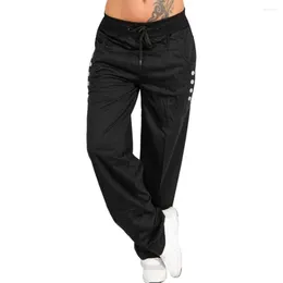 Women's Pants Yoga Cotton Blend Straight Leg Workout Jogger Sport Ladies Gym Comfy Elastic Waist Women Harem Loose Casual Pure Color