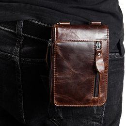 Waist Bags Genuine Leather Packs Fanny Pack Belt Bag Phone Pouch Travel Fashion Male Small