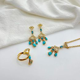 Necklace Earrings Set Manufacturer Direct Sales Retro Ethnic Style Niche Necklaces Rings Alloy Gold-Plated Women's Jewellery