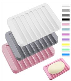 Soap Dish Holder Silicone Antislip Soap Dishes Candy Soft Soap Holder Rack Plate Tray Rectangle Case Container Bathroom Organizer5953986