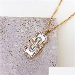 Pendant Necklaces Diamond Necklace Designer For Women Gold Jewellery Woman Paper Clip Shaped 18K Rose Sier Chain Womens Luxury Jewellry Otypr