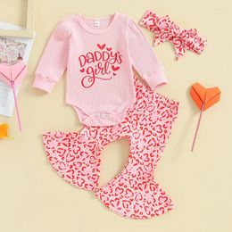 Clothing Sets CitgeeSpring Valentine's Day Infant Baby Girls Fall Outfits Letter Print Long Sleeve Rompers Heart Flare Pants Headband