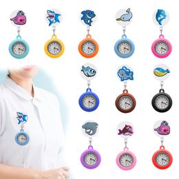 Other Fashion Accessories Sharks And Whales Clip Pocket Watches Nurse Watch On Brooch Quartz Movement Stethoscope Retractable Fob Fo Otswk