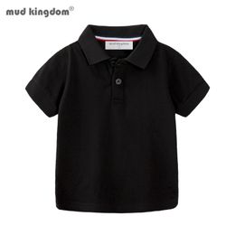 Mudkingdom Boys Pique Polo Shirt Short sleeved School Uniform Childrens Summer Neckline Solid Plain T-shirt 240517