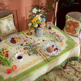 Table Cloth Chenille Cover For Home Decor With Elegant French Style And American Pastoral Oil Painting Design Waterproof Durable
