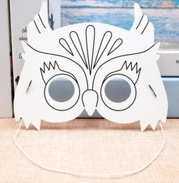 Kindergarten Painting Handmade DIY Graffiti Blank Mask Art Material Owl Cartoon Paper Mask Painting Suitable for Children6140667