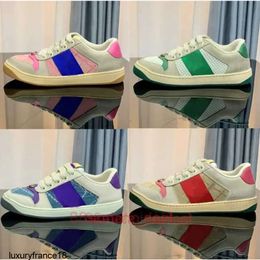 Designer Stripe Shoes Fashion Dirty Leather Lace-up Tennis Shoe Fabric Low Top Canvas Sports Casual Men Women Screener Sneaker with size ggitys FH3K