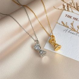 Pendant Necklaces Hourglass Shaped Necklace Women's Zirconia Inlaid Dynamic Collarbone Chain Fashion Jewellery Accessories Party Gifts