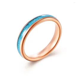 Cluster Rings Turquoise Inlay Tungsten Steel Round Finger For Men Women Unisex Charm Jewelry Size 5-10