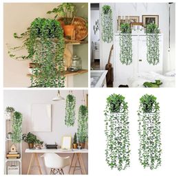 Decorative Flowers Artificial Hanging Leaf Vine Potting Indoor Outdoor Decoration 2pcs