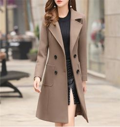 Long Slim Blend Outerwear Women Overcoat Wool Coat Autumn Winter Jacket Clothes 2011103073424