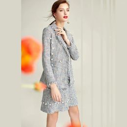 Work Dresses Famous Fashion Nail Pearl Gold Woven Colourful Tweed Suit High End Commuter Skirt
