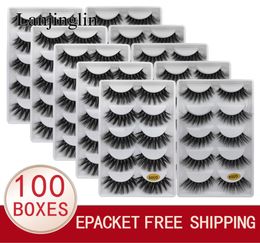 LANJINGLIN whole 1020304050100 boxes faux mink eyelashes 5 pairs natural long false lashes 3d book lash soft faux cils8065349