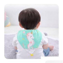 Towels Robes Baby Sweat Wipes 4 Layer Cartoon Pad Back For Kids Layers Of Gauze Sweat-Proof Towel Animal Picture Cotton Summer Absorb Otgbu