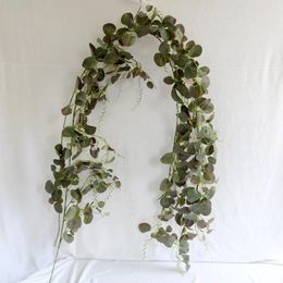 Decorative Flowers Artificial Eucalyptus Leaves Vine Fake Hanging Plant Garland Garden Wall Decoration Green Home Office Table Decor