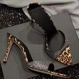 Slippers Sexy Leopard Super High Heels Shoes Crystal Dress Sandals Summer Elegant Flip Flops Pumps 2024 Party Female Sldies