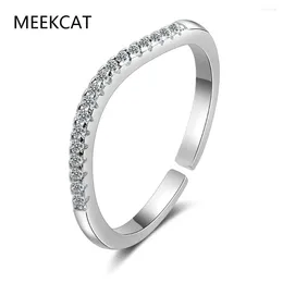 Cluster Rings Moissanite Diamond Jewellery Women Engagement Ring 925 Sterling Silver Wedding V Shape Stackable